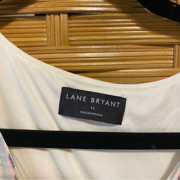 Lane Bryant Striped front lace up knee length tiered dress 100% cotton size 16 - Picture 7 of 8